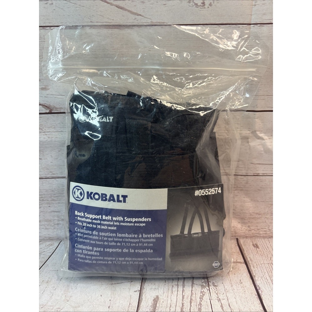 Kobalt Elastic Back Support Belt with Adjustable Suspenders Fits S-M 28" - 36"